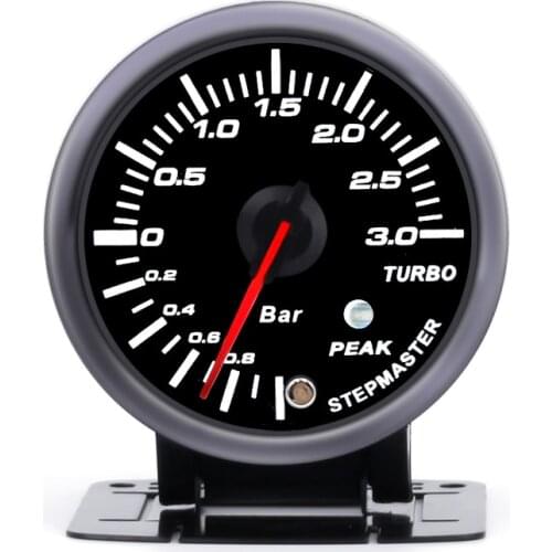 3 BAR 60mm 2.5'' Boost Turbo Gauge White & Amber Light Dual Led Display With Peak Warning