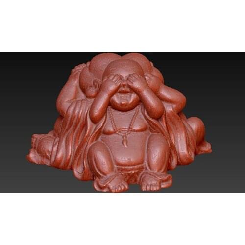 3D model for cnc or 3D printers in STL file format three little monks home decor artistic ornament