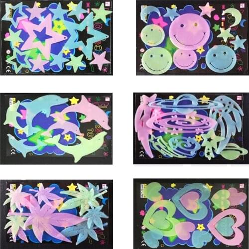 3D Wall Stickers Star And Moon Energy Storage Fluorescent Glow In The Dark Luminous On Wall Stickers For Kids Room Decoration