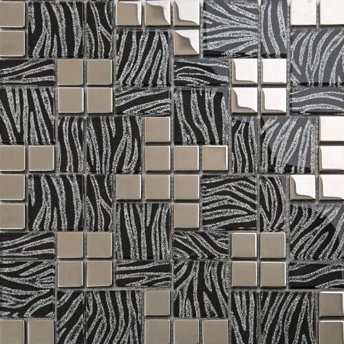 3D Retro Carved Flower Shiny Crystal Glass Mosaic Tile, Kitchen Bathroom Showroom Restrant Loft Art Puzzle Wall Mosaic Tile