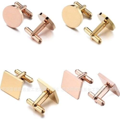 5pairs/lot Stainless Steel Drawing Cuff Links Gold/Rosegold/Black Suit Cufflinks Simple Business Style Mens Jewelry Accessory