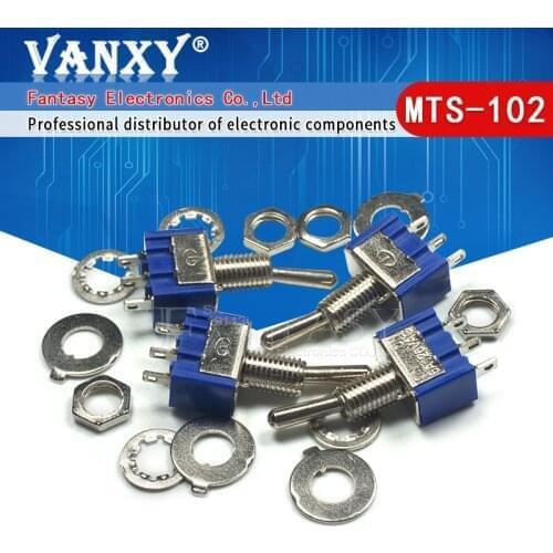 50PCS MTS-102 MTS-103 MTS-202 MTS-203 6A 125V Mini 3/6PIN ON-OFF/ON-OFF-ON Toggle Switches For Switching Lights Motors