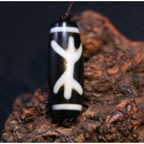 AL Treasure Magic Power Tibetan old Agate TAIREN GUIREN dZi Bead Amulet Pendant Talisman Timestown UPD21Asw