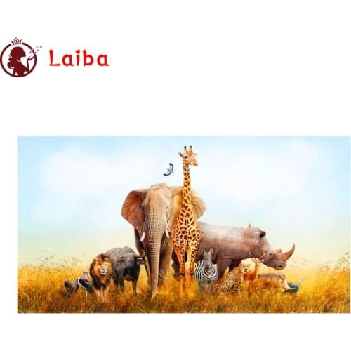 Diamond painting African grassland animal family cross stitch diamond embroidery mosaic room Decor