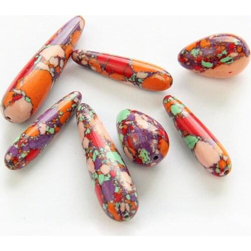 2PCS 10x40mm 7x30mm 12x20mm Colorful Turquoise Natural Stone Gemstone Loose Teardrop Beads