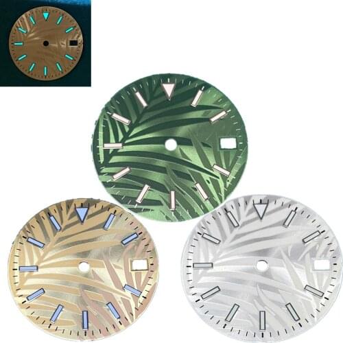 White/Green/Gold 28.5mm Blue-Green Luminous Watch Dial For Seiko NH35/NH35A Movement Replacement Upgrade DIY Accessories