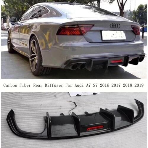 For Audi A7 S Line S7 RS7 2016 2017 2018 Carbon Fiber Rear Bumper Diffuser Lip Spoiler High Quality Car Accessories