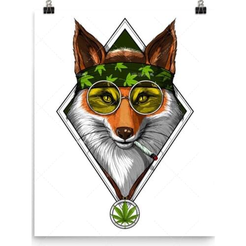 Hot Home Decor Poster Nordic Abstract Animal Fox Weed Wall Art Canvas Painting Art Poster Print Wall Picture Living Room Frame