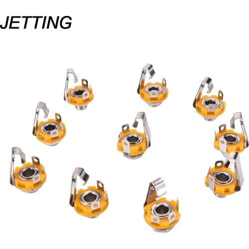 JETTING Wholesale 10 Pcs Nickel 6.35mm 1/4 Inch Mono TS Panel Chassis Mount Jack Audio Female Connector Solder