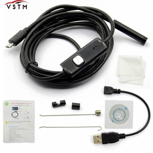 Newest 2in1 Endoscope Android & PC USB Inspection Camera 7MM 1M/2M/5M 720P HD Borescope Video Cam 6 Adjustable LED Night Vision