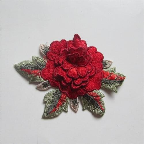 Hot brand new fashion craft high quality red flower embroidery lace collar DIY Lace Appliques clothing sewing accessories YL442