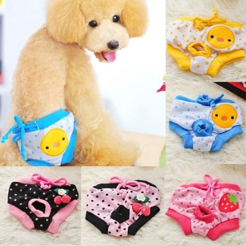 Cartoon Print Female Dog Physical Pant Strawberry Dot Pet Dog Panties Puppy Underwear Breathable Dog Diapers Colorful Pet Shorts