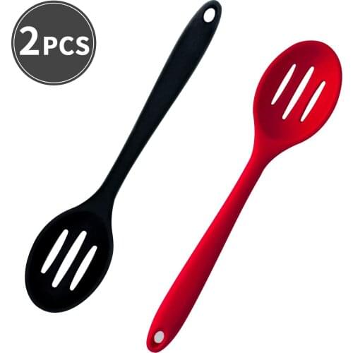 Silicone Nonstick Slotted Spoons Set Heat-Resistant Cooking Utensil Spoons for Stirring Scooping Kitchen Serving Spoon