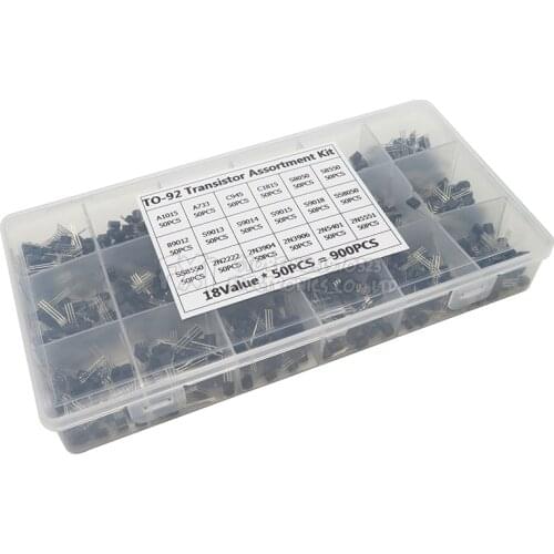 900PCS 18Values TO-92 Transistor Assortment Kit hjxrhgal A1015 2N2222 C1815 S8050 2N3904 2N3906 S9012 Transistors set pack
