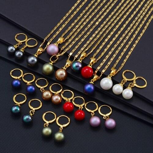 Anniyo Hawaiian Colour Ball Pearl Jewelry sets Pendant Necklaces Earrings Guam Micronesia Chuuk Marshallese Kiribati #244806
