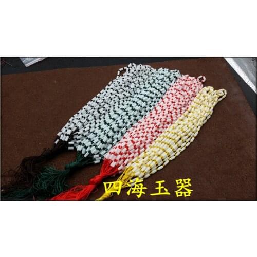 The new high-quality jade white jade bead necklace cylinder rope rope necklace