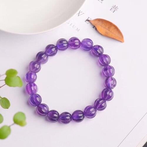 Wholesale Purple Natural Crystal Bracelets Pumpkin Beads Hand String Lucky Beauty for Women Girl Gift Crystal fashion Jewelry