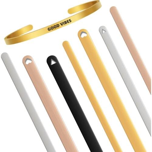 Charms Blank 304 Stainless Steel Cuff Bangle Plain Rod Bracelet Diy Laser Engraving Bracelet Jewelry Making Accessories