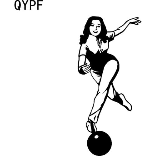 QYPF 7.7*16.9CM Fashion Bowling Female Sports Vinyl Car Styling Stickers Accessories Graphic Decor C16-1288