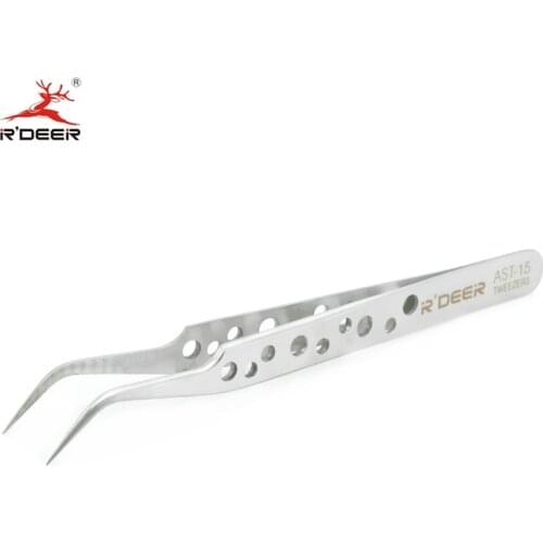 RDEER Stainless Steel Tweezers Precision Electronics Medical Tweezers Hard Thick Anti-Skid Curved Tip Forceps Repair Multi Tools