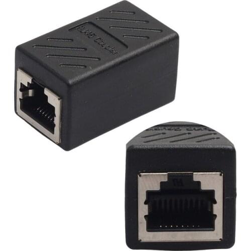 RJ45 Joinner Lan Extender RJ45 Female To Female Adapter Internet Extender 8P8C Network Cable Coupler Black Black with Shileded