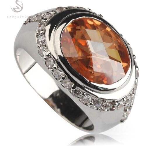 SHUNXUNZE luxury vintage Wedding rings Jewelry & Accessories for women champagne Cubic Zirconia Rhodium Plated R362 size 6 7 8 9