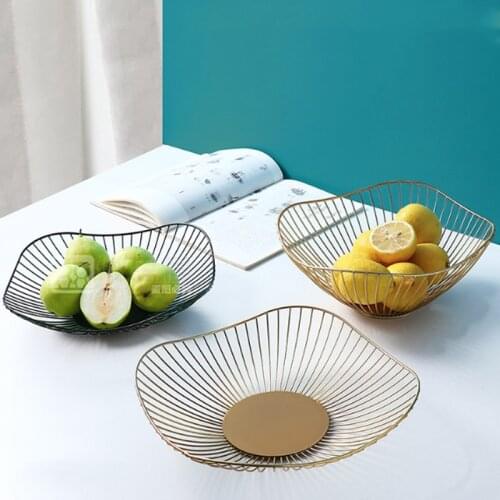 Simple Wrought iron Fruit Basket Nordic Modern Home Living Room Fruit Storage Basket Snack Creative Fruit Basin Storage Basket