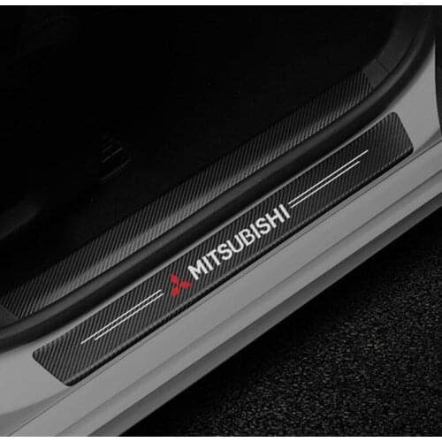 Car styling 4PCS Car Door Threshold Carbon Fiber Scuff Plate Sticker For Mitsubishi asx outlander xl 3 lancer pajero