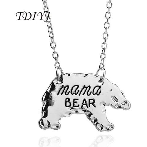 TDIYJ New Fashion MAMA Bear Pendant Necklaces 45cm for Women Statement Choker Necklace Jewelry Gifts 1Pcs