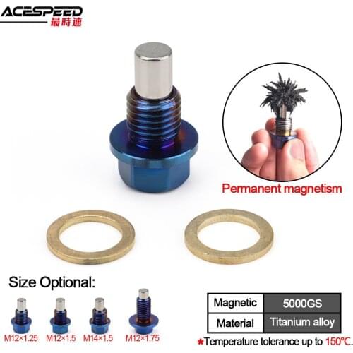 Titanium Alloy Magnetic Oil Drain Plug Oil Sump Nut M12x1.25 M12x1.5 M12x1.75 M14x1.5 Reusable Permanent Magnetism 5000 Gs