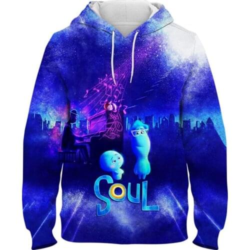 Pixar Soul 3D Print Hoodies Men Women Children Sweatshirts Fashion Long Sleeve Cartoon Anime Pullover Boy Girl Kids Top Clothing