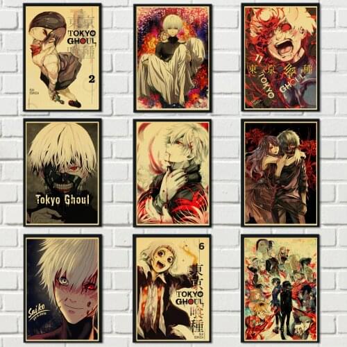 Vintage Poster Tokyo Ghoul Anime Poster Wall Art Painting Posters And Prints Wall Pictures Bathroom Decor