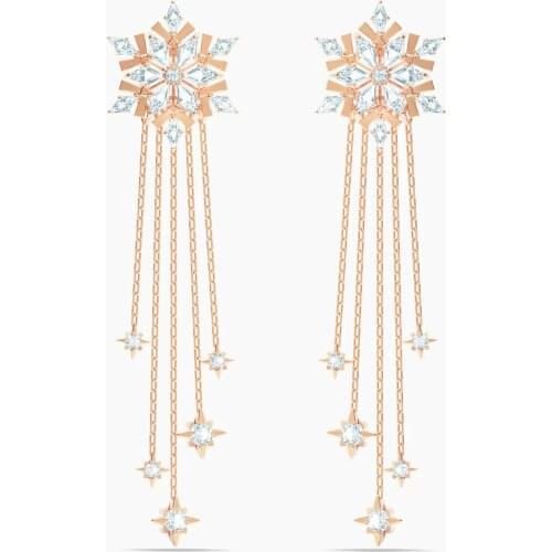 2020 Fashion Jewelry High Quality SWA Exquisite 1:1 Elegant Charm Temperament Magic Snowflake Tassel Female Earrings