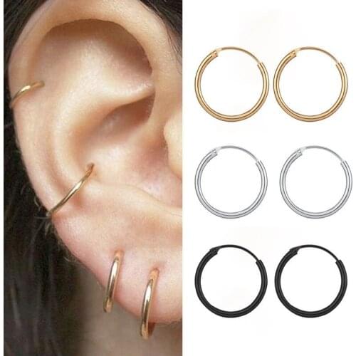 2020 New Vintage Rose Gold Multiple Dangle Small Circle Hoop Earrings for Women Jewelry Steampunk Ear Clip Gift