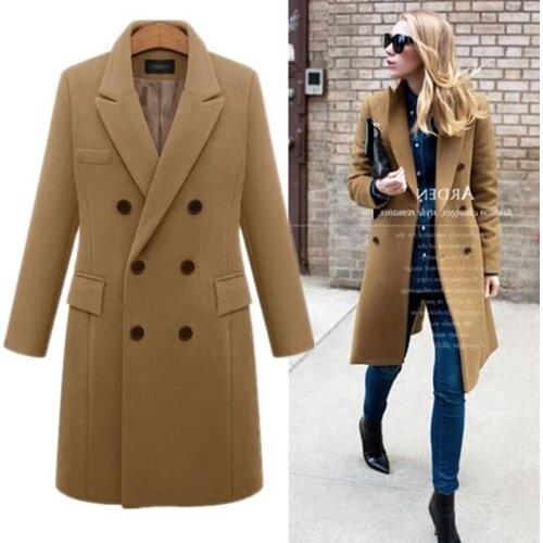 Brieuc Autumn Winter Coat Women Casual Wool Solid Jackets Blazers Female Elegant Double Breasted Long Coat Ladies Plus Size 5XL
