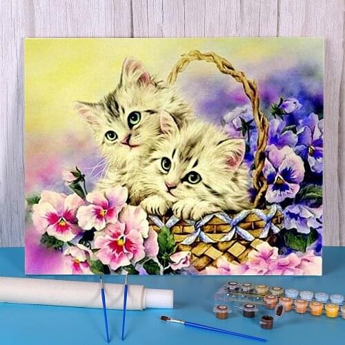 Animal Cat Painting By Numbers Complete Kit Acrylic Paints 40*50 Boards By Numbers New Design For Wholesale