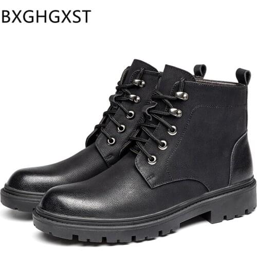 Winter Boots Black Motorcycle Shoes Men Boots Genuine Leather Shoes Men Snow Boots Men Casual Shoes Zapatos De Hombre Ayakkabi