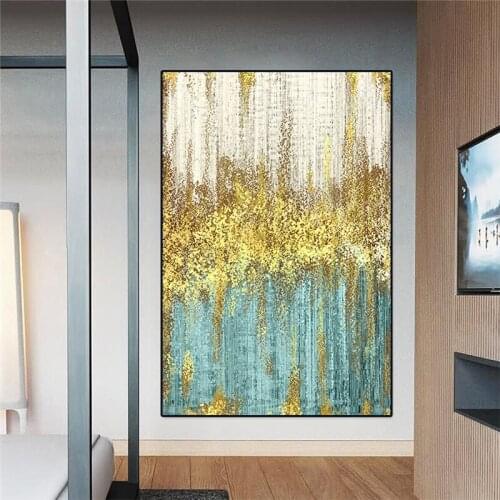 Gold and Geeen Vertical Decoracion Cuadro Wall Art Pictures Modern Home Decor Canvas Painting Printed Canvas Posters Prints