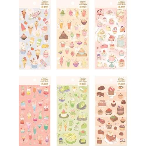 1Pc Ice Cream Dessert Cake Journal Decorative Stickers Scrapbooking DIY Cartoon Stationery Stickers Album Label