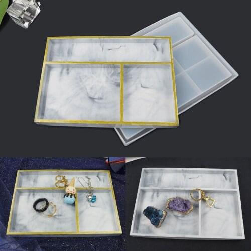 1pcs DIY Resin Crystal Epoxy Tray Mold Classification Storage Box Tray Desktop Jewelry Tray Set Table Resin Silicone Mold