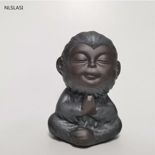 1 PCS yixing Purple Clay Small Tea pet Figurine Monkey King Ornament Boutique Tea Accessories Crafts home tea Decoration