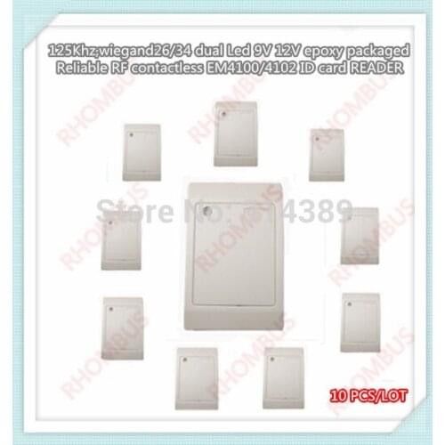 10 pcs/lot 125Khz,wiegand26/34 dual Led 9V 12V epoxy packaged Reliable RF contactless EM4100/4102 ID card READER
