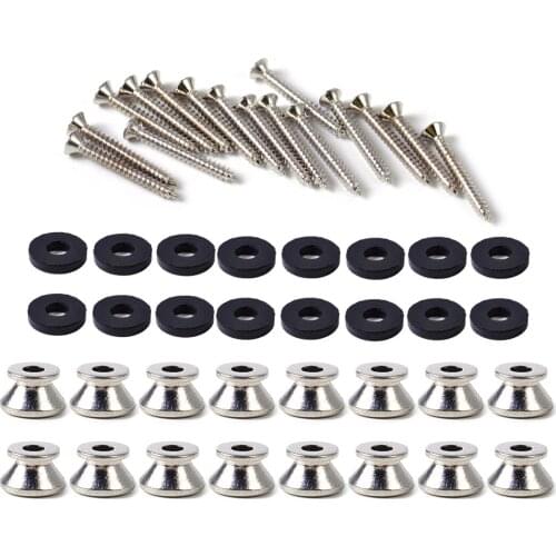 16pcs Pack Electric Acoustic Guitar Bass Strap End Pin locks Buttons Cushion Screws Chrome Plated