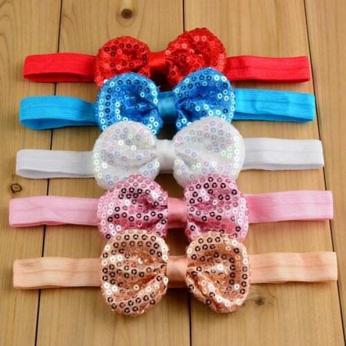 40 pcs/lot shiny sequined bow headband