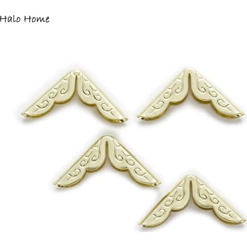 50 Piece Gold Color Carved Book Scrapbooking Metal Corner Protectors Albums Folders Box Bags 30x21mm(1 1/8"x6/8")