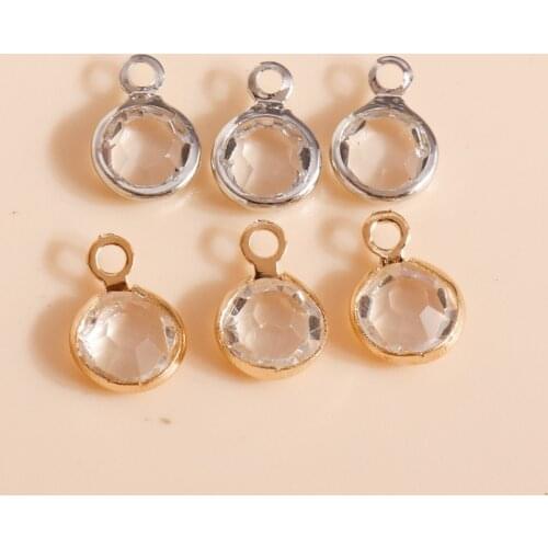 80pcs 7*10mm Clear Crystal Charms for Earrings Bracelets DIY Handmade Making Mini Circle Charms Pendants Jewelry Accessories