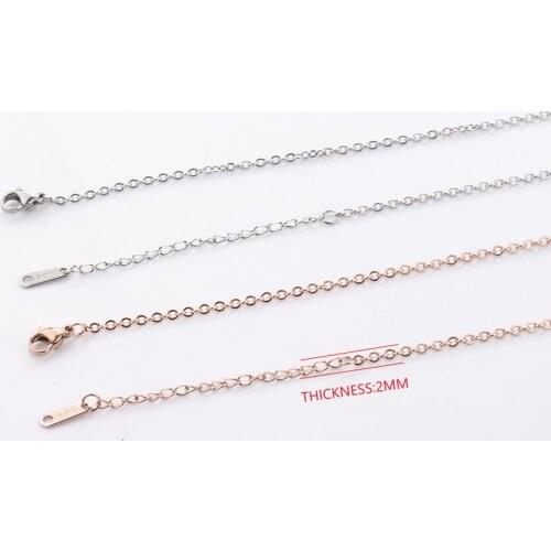 100% Stainless Steel Chain Bulk 2mm Width Rose Gold/Gold/Silver Color Metal O Chains Necklace 45cm With 5cm Extender Chain 20pcs