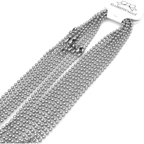 10pcs/lot Stainless Steel Round Bead Necklace Chains Width 2 mm Bulk Ball Chains For DIY Necklace Jewelry Making Accessories