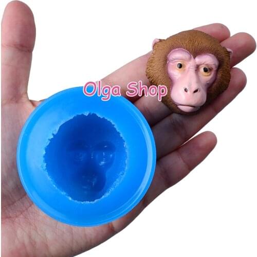 DYL521 38.0mm x 35.9mm Monkey Head Silicone Mold Fondant Cake Decoration Candy Resin Clay Earrings Necklace Craft Soap Candle