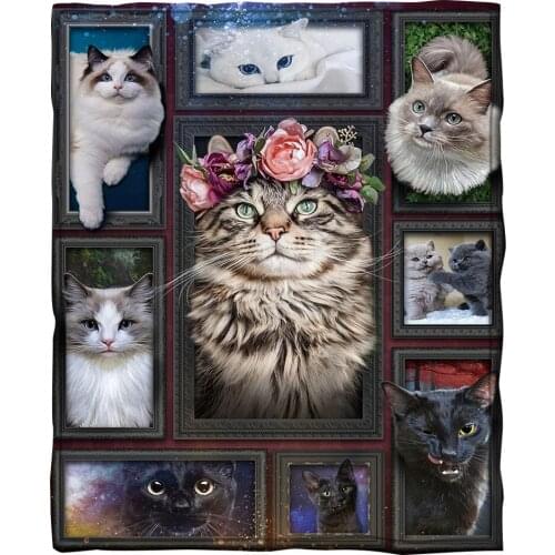 Cat 3d printed fleece blanket for Beds Hiking Picnic Thick Quilt Fashionable Bedspread Sherpa Throw Blanket Drop shipping 02